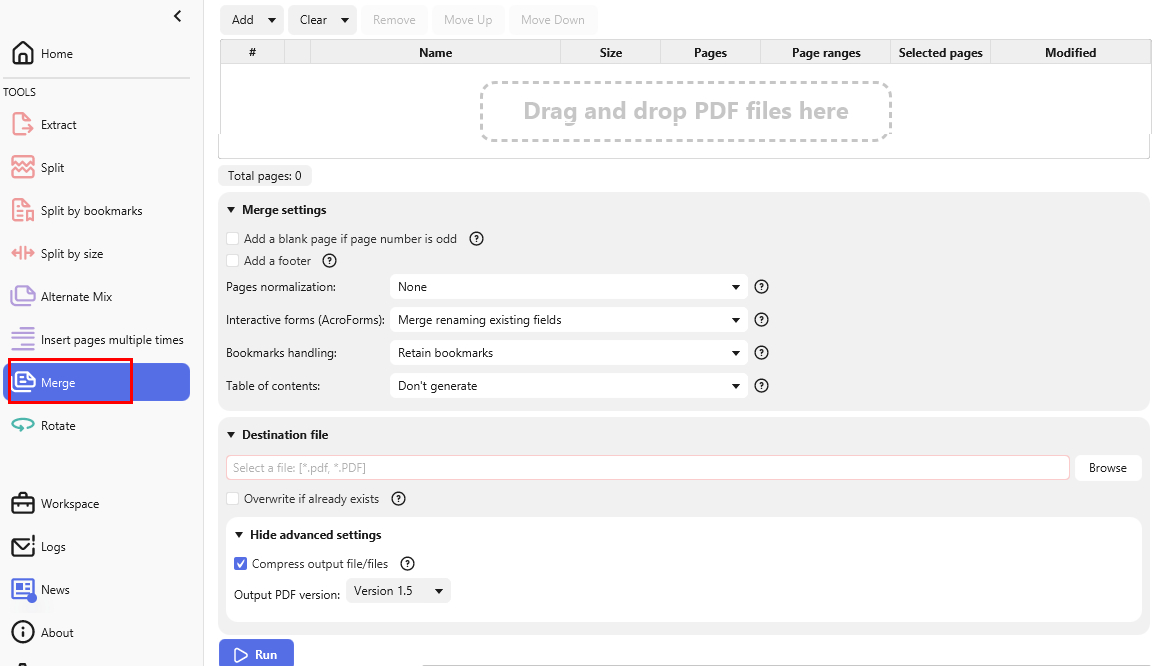 Merge PDFs with PDFsam Basic