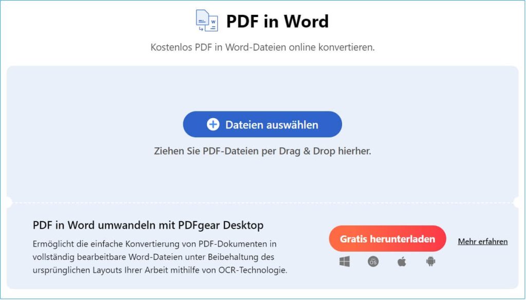Mit Online PDF in Word-Konverter Text aus PDF extrahieren