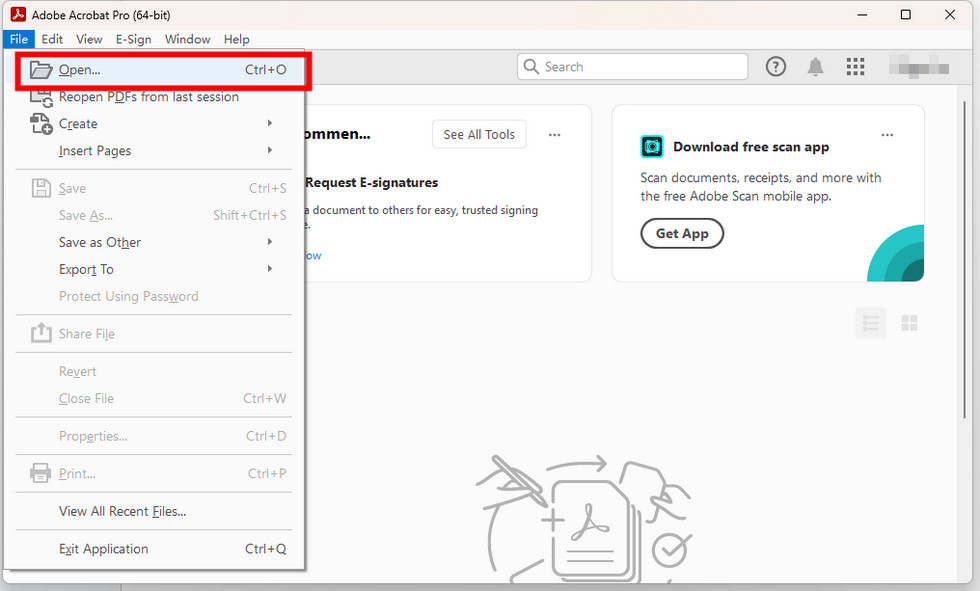 Open a PDF in Adobe Acrobat Pro