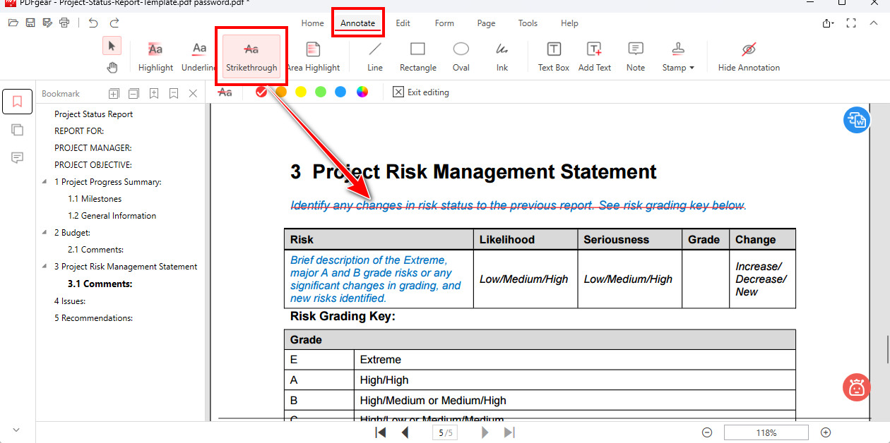 Annotate PDFs via PDFgear
