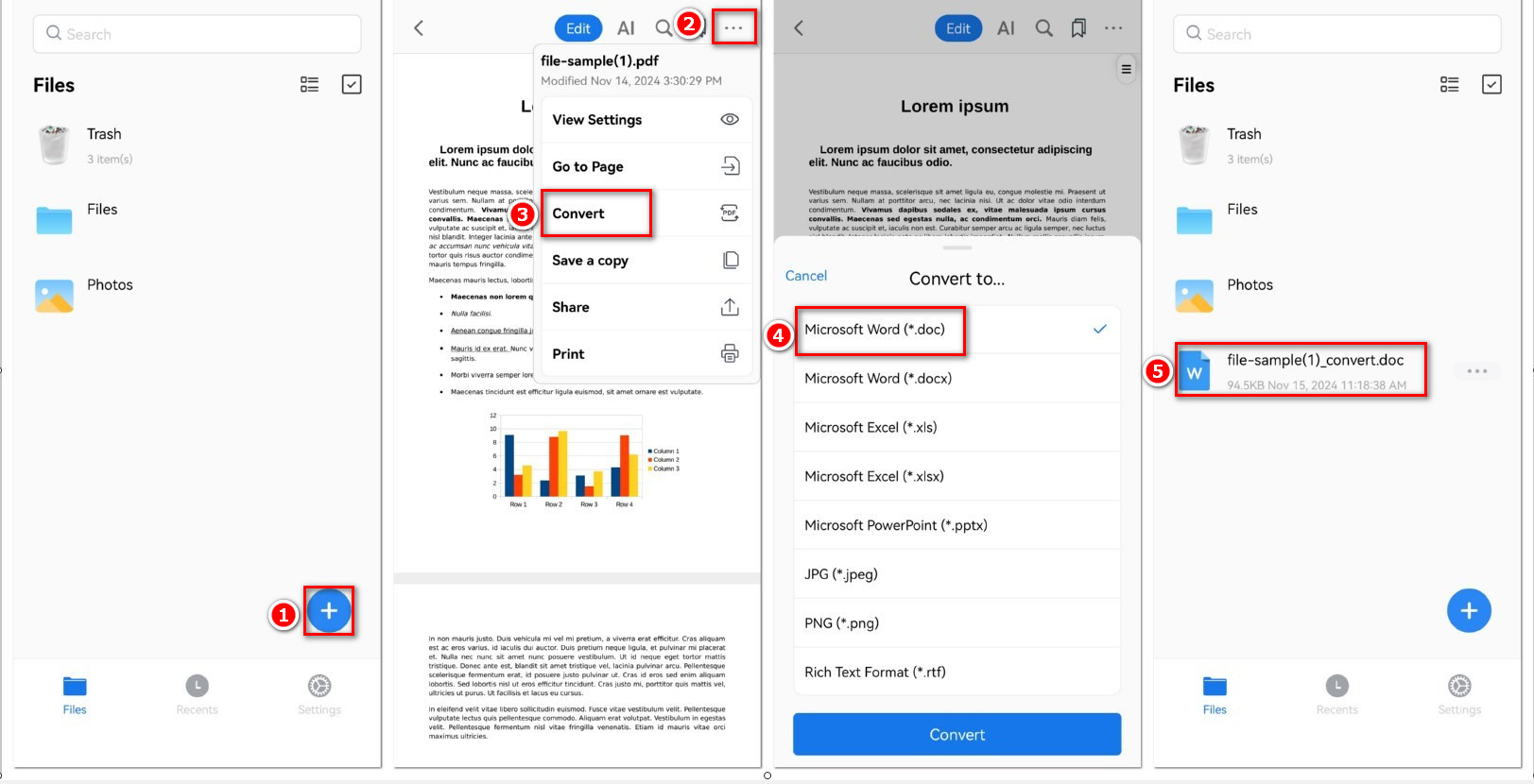 Convert PDF to Word on Android