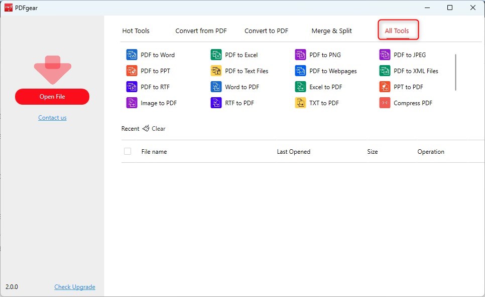 PDFgear Converter Tools