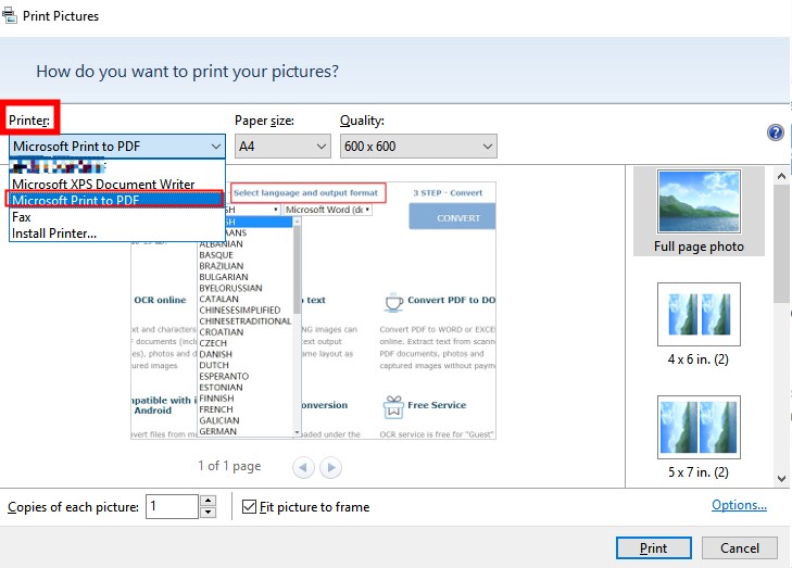 Photo Choose Printer