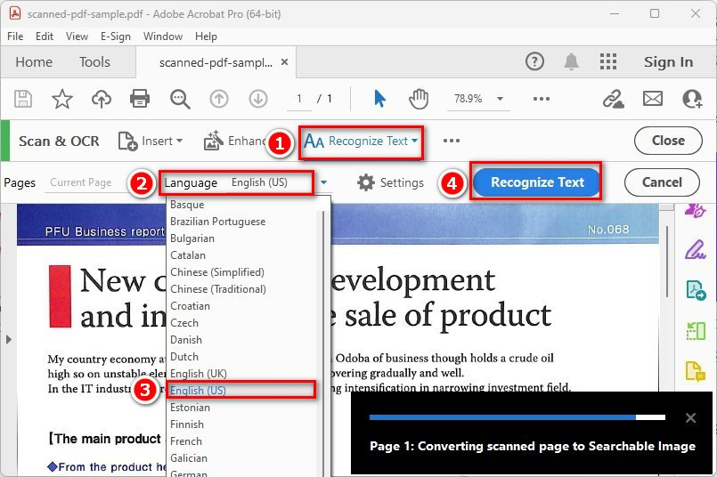 Recognize Text in Acrobat