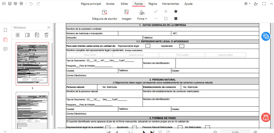 Llenar el Formulario con PDFgear