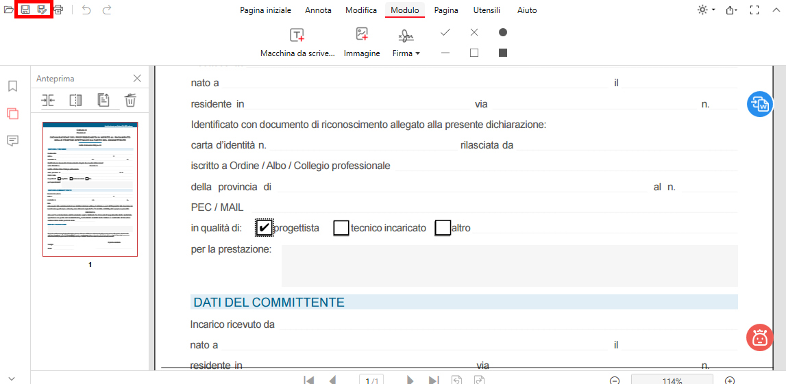 Salva il Modulo PDF da PDFgear
