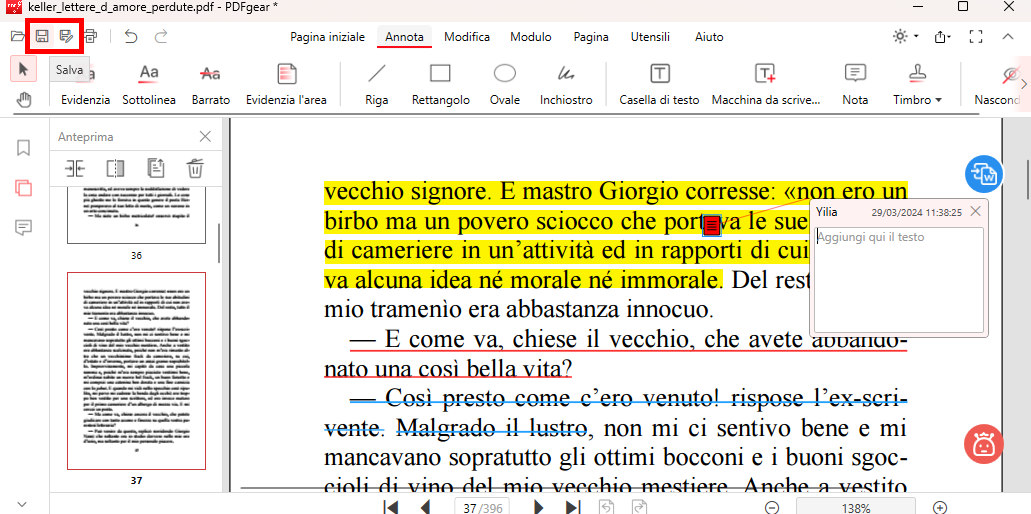 Salva il PDF Modificato