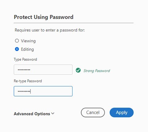 Set Password for PDF in Adobe 