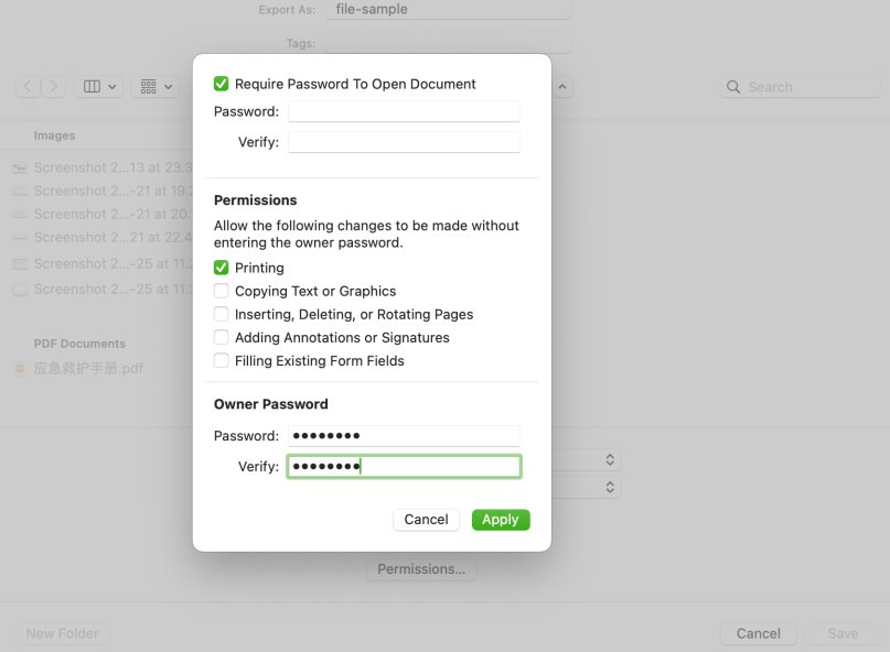 Set Password for a PDF