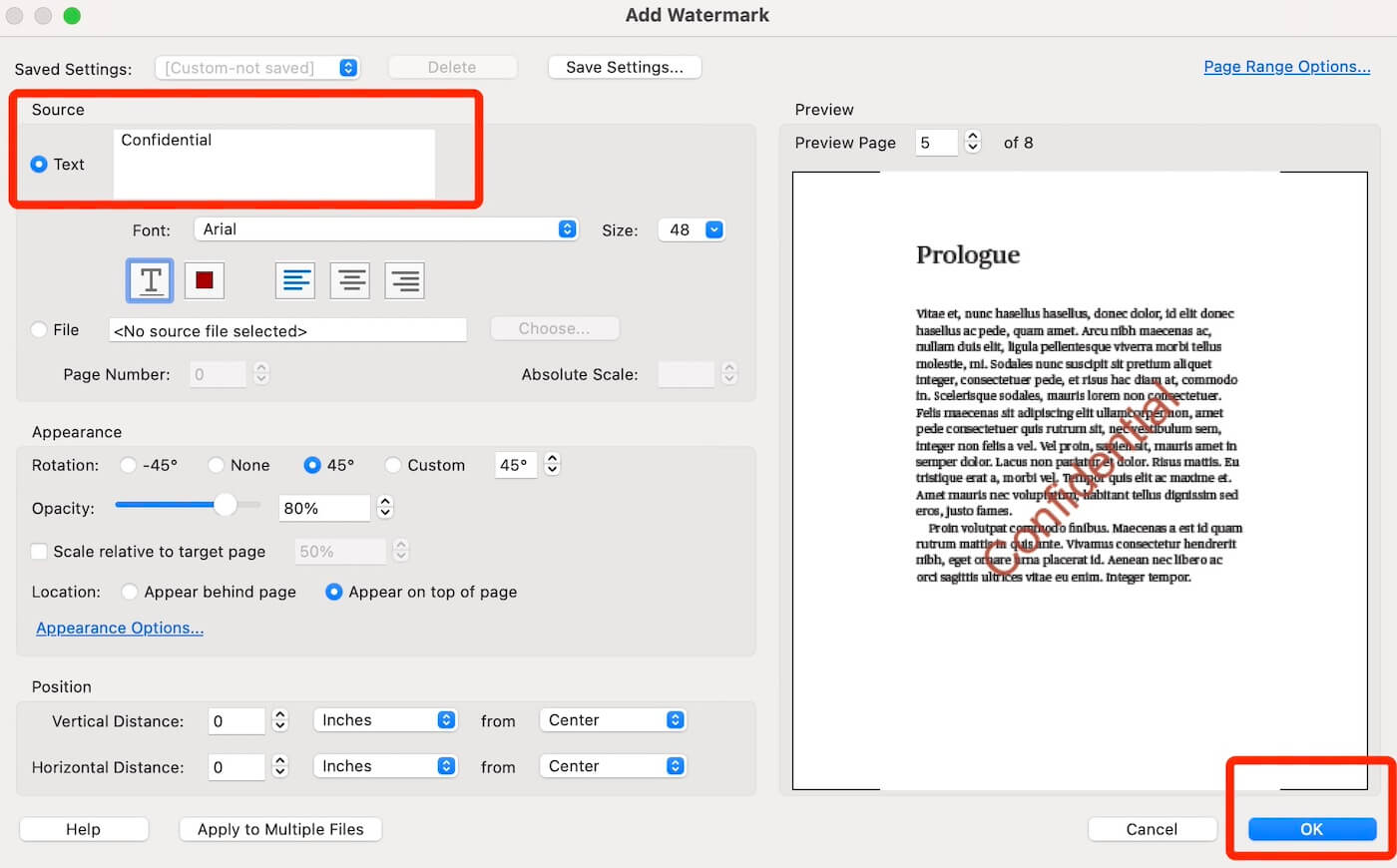 Set Watermark Appearance in Adobe Acrobat
