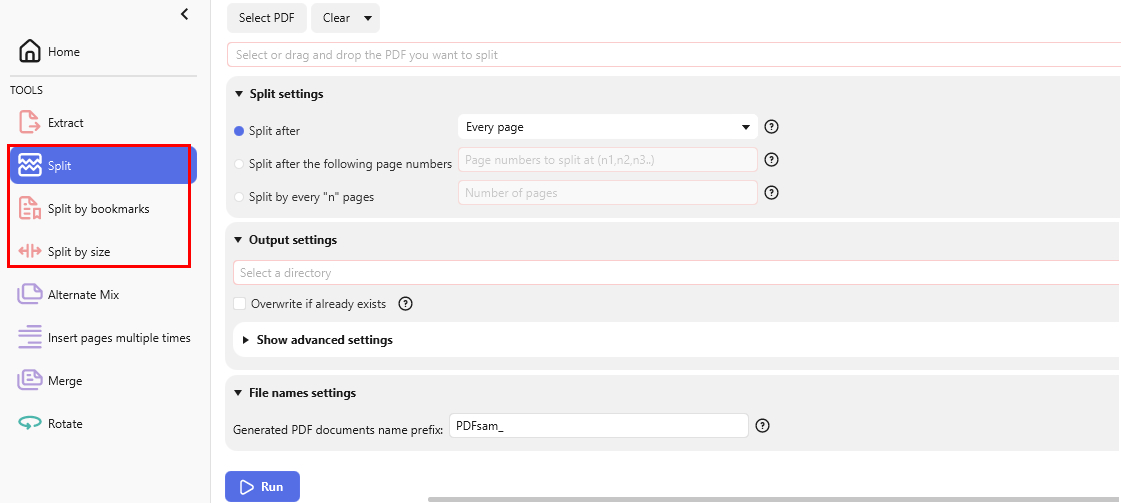 Split PDF with PDFsam Basic