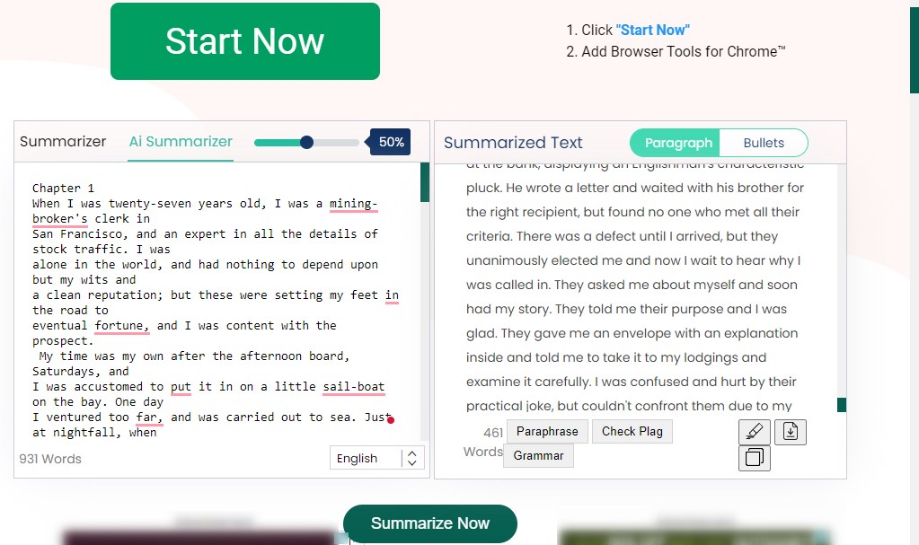 Summary a Book Chapter with Text Summarizer