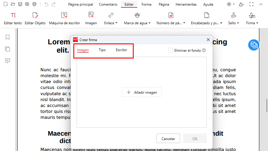 Tres métodos para agregar una firma con PDFgear