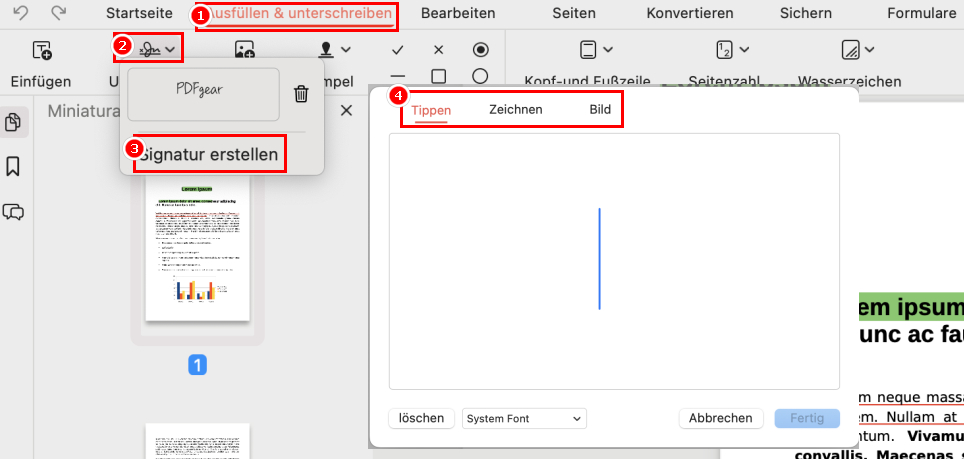 Signatur mit PDFgear erstellen