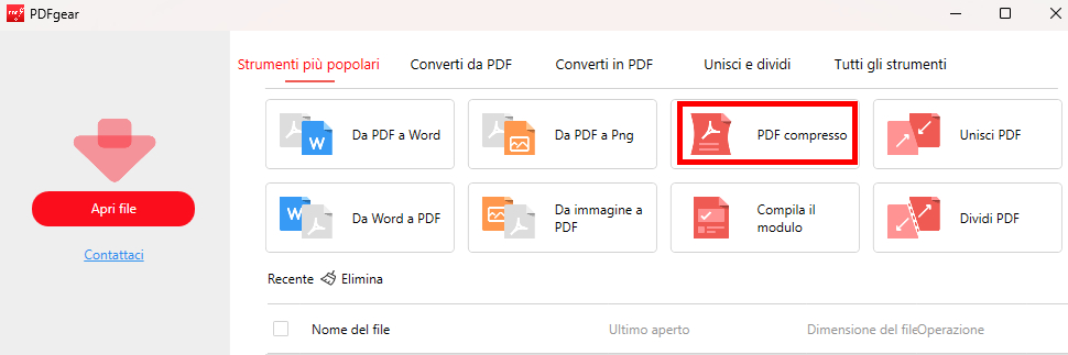 Trova la Funzione di Compressione PDF