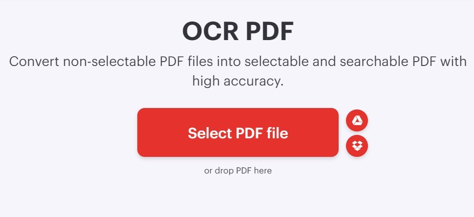 Télécharger un PDF scanné sur l'outil OCR iLovePDF