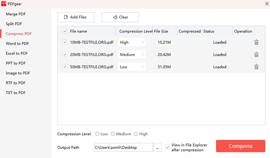 Upload PDF Files to Compress