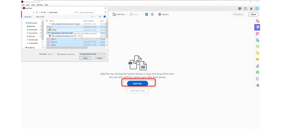 Téléverser le PDF dans Adobe Acrobat DC