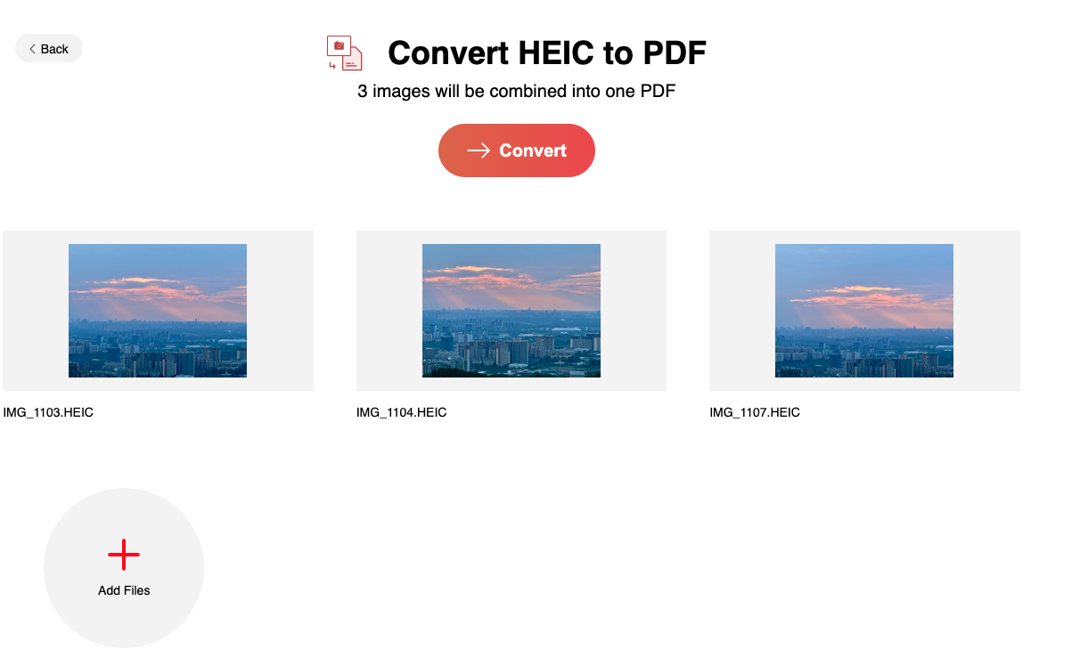 Convert and Combine HEIC to PDF