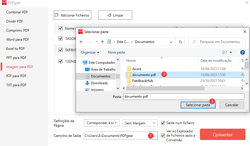Defina o caminho de saída do arquivo em seu computador