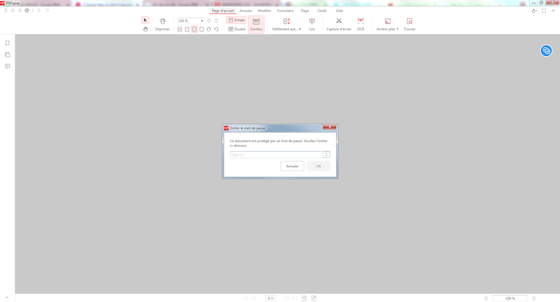 Entrer le mot de passe pour déverrouiller un PDF protégé