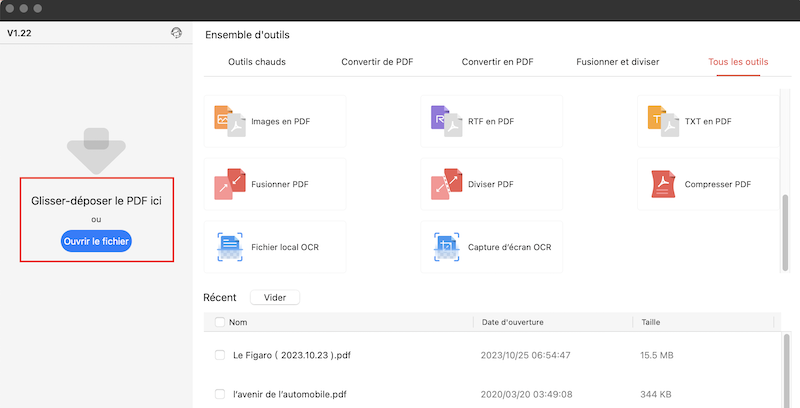 Ajouter le fichier PDF à PDFgear Bureau