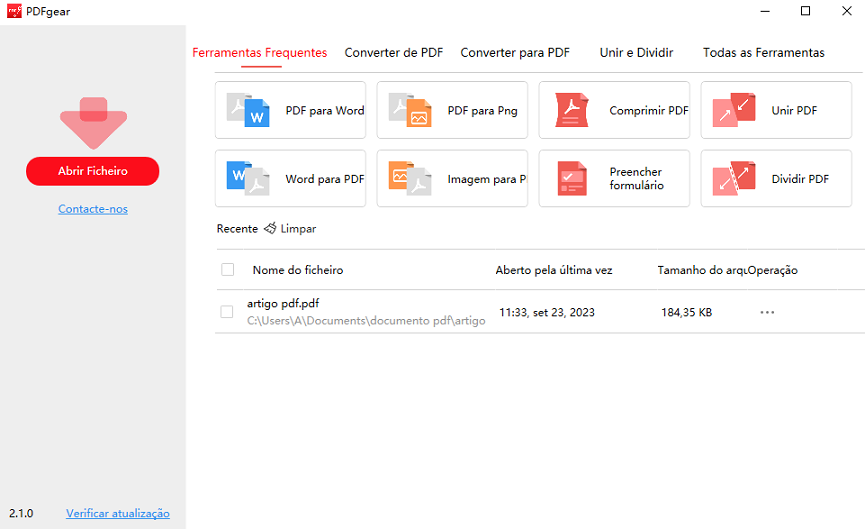 Inicie o PDFgear e abra o arquivo PDF