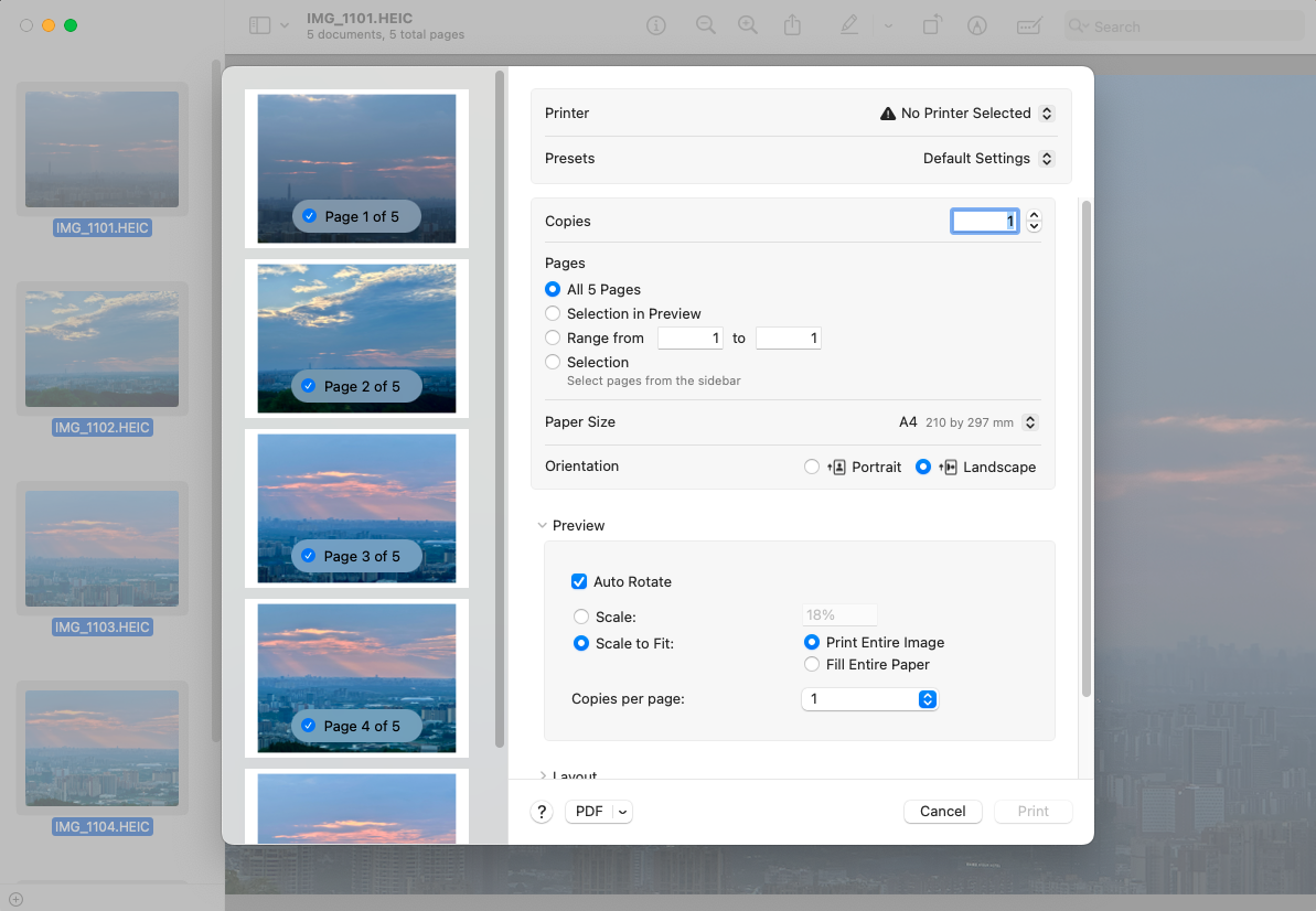 Print the HEIC Images