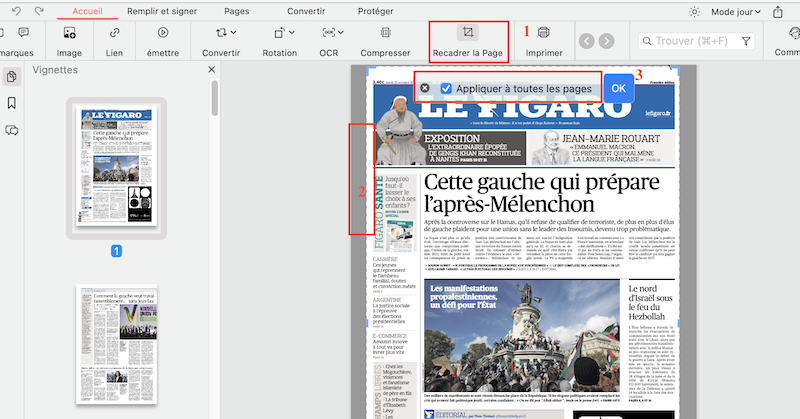 Recadrer un PDF à l'aide de PDFgear hors ligne
