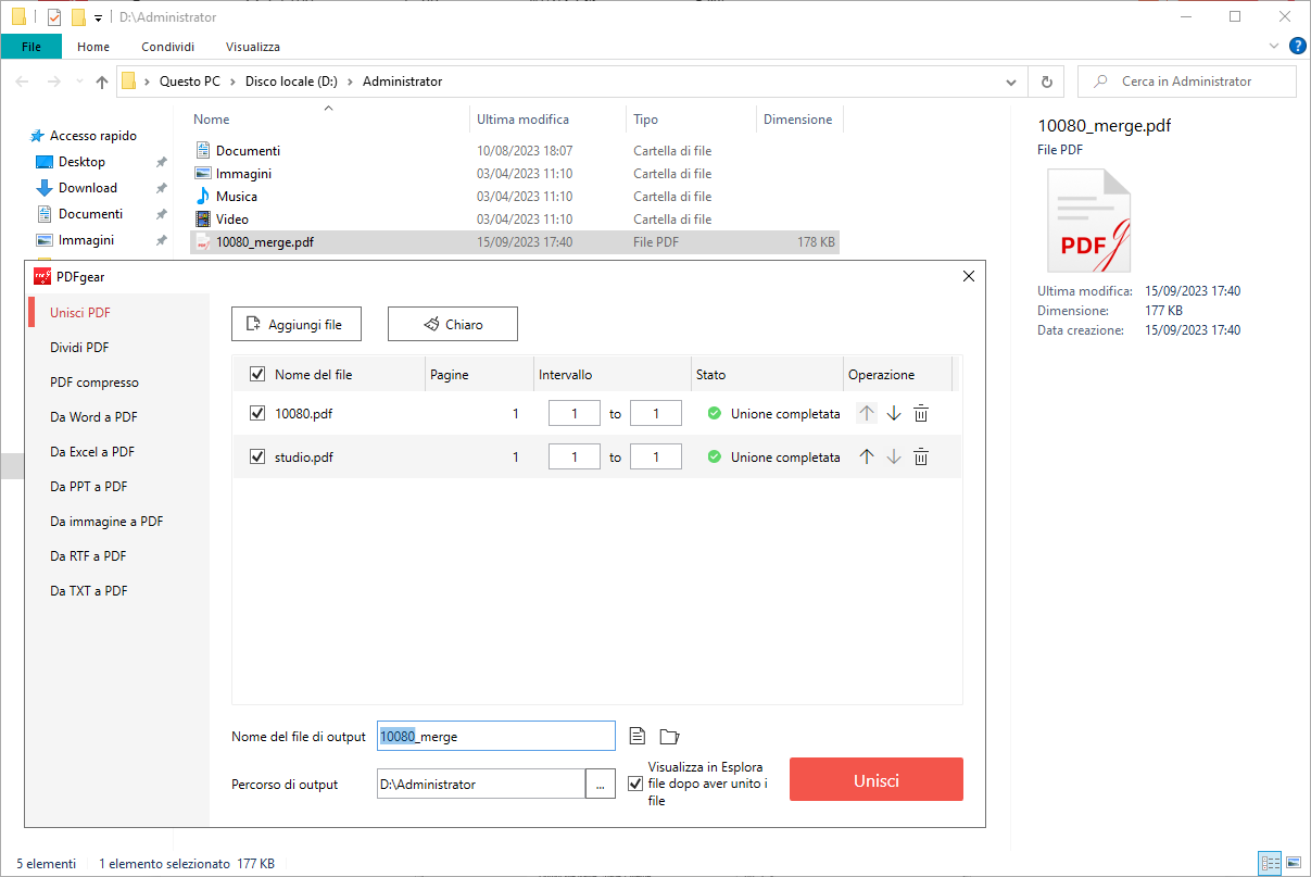 Visualizza il nuovo PDF unito